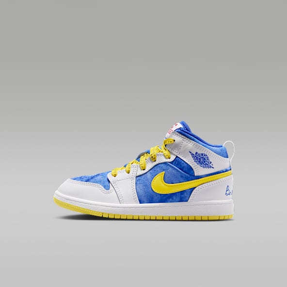 靴 AIR JORDAN 1 MID \"WHITE/NAVY/YELLOW\" Nike Air Jordan 1 Mid Shoes Black White Yellow Ochre DQ8426
